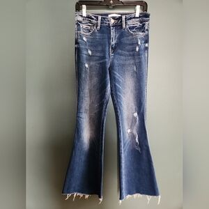 Vervet Jeans Womens 27 Flare Distressed Raw Hem High Rise Stretch Denim Bohemian